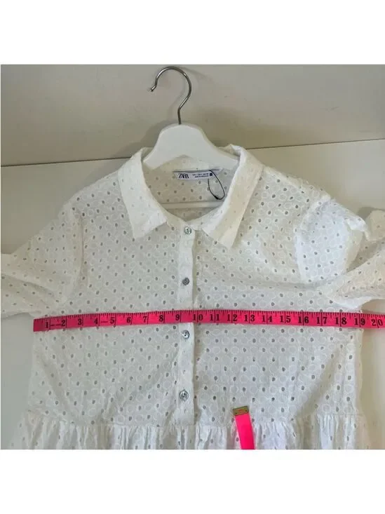 NWOT ZARA CUTWORK EMBROIDERY MIDI DRESS WHITE Size L - Picture 7 of 9